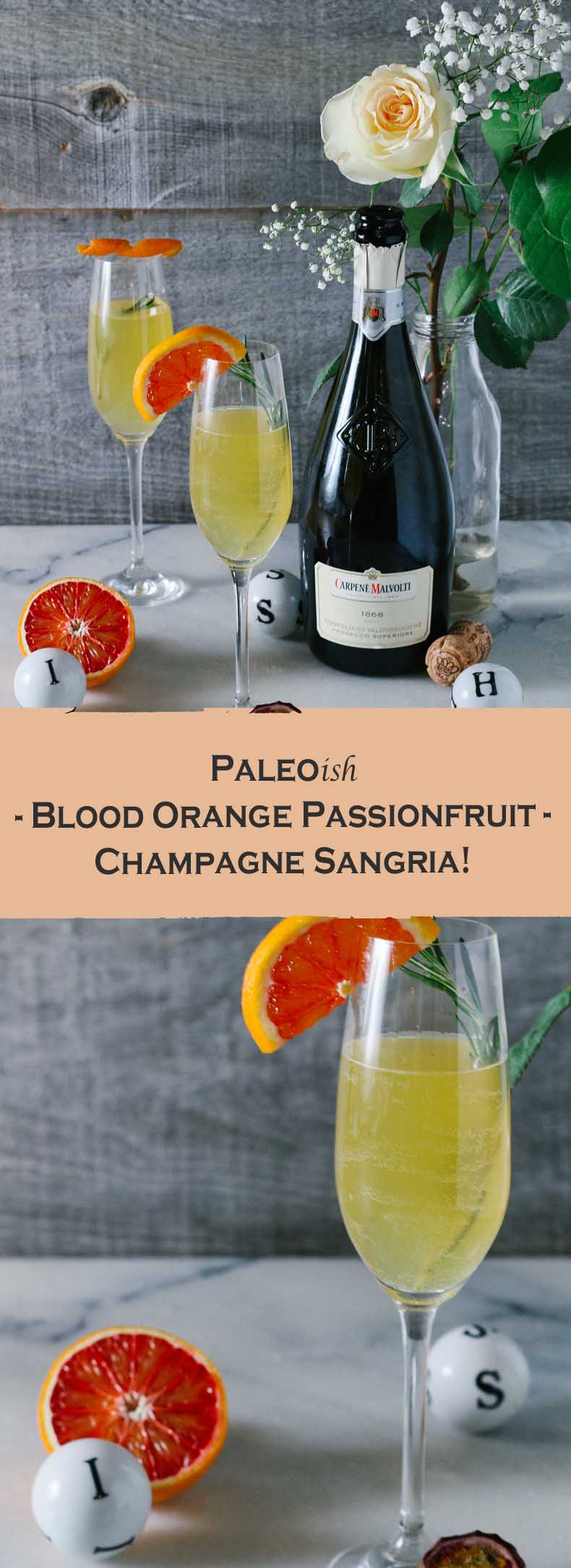 Just in time for Valentine's Day; wonderfully citrusy, festive, and easy-to-make Blood Orange Passionfruit Champagne Sangria!