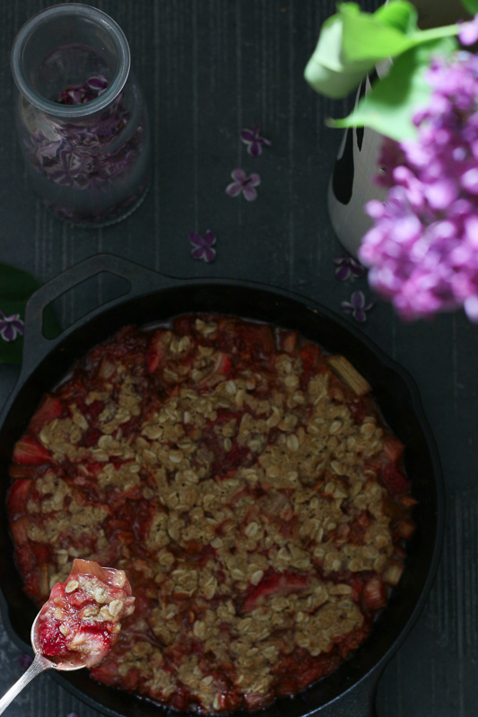 Two for one Paleo-ish (vegan) Strawbarb Crumble Recipe that will beat out all other recipes you've tasted thus far! Guaranteed! There is SO much flavour in every bite. Good luck eating just one serving...