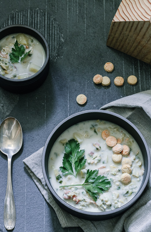 Paleo Clam Chowder with Paleo-ish Oyster Crackers | Paleo-ish