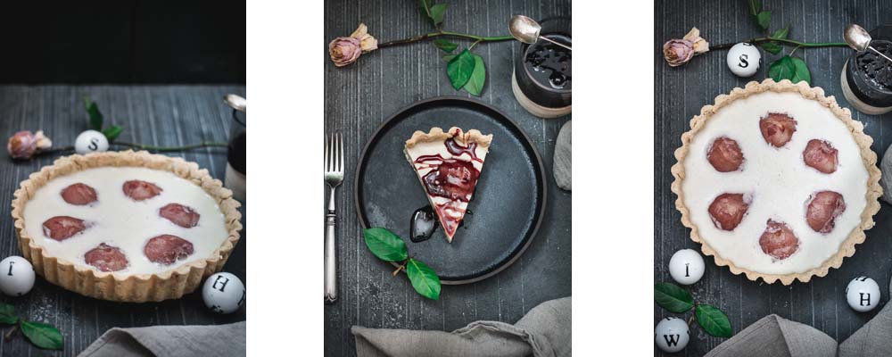 Paleo-ish Poached Pear Tart with Red Wine Syrup